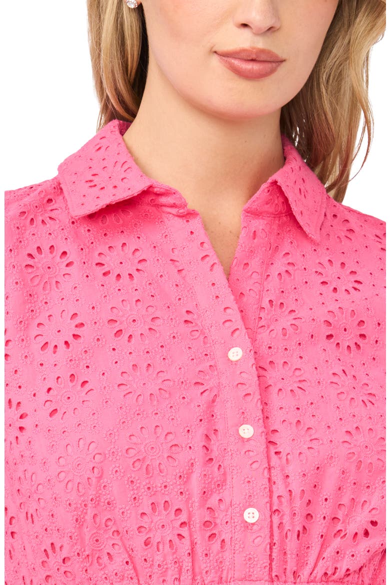 Eyelet Cotton Minidress, Alternate, color, AZALEA