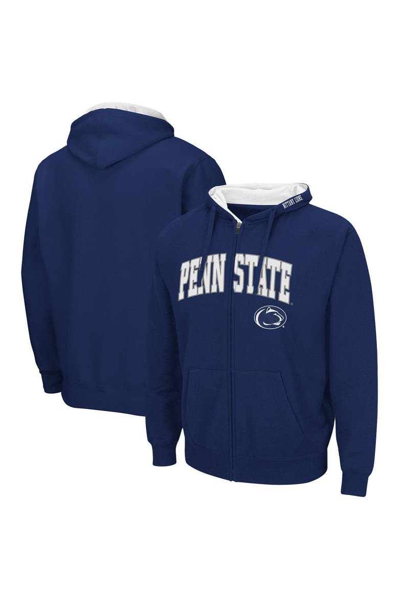 Men's Colosseum Navy Penn State Nittany Lions Arch & Logo 3.0 Full-Zip Hoodie, Main, color, Navy