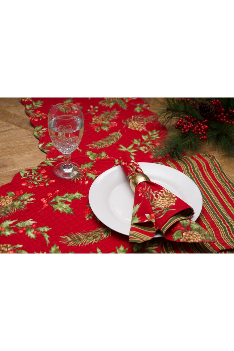 Maureen Floral Reversible Quilted Runner 14" x 51", Alternate, color, Red