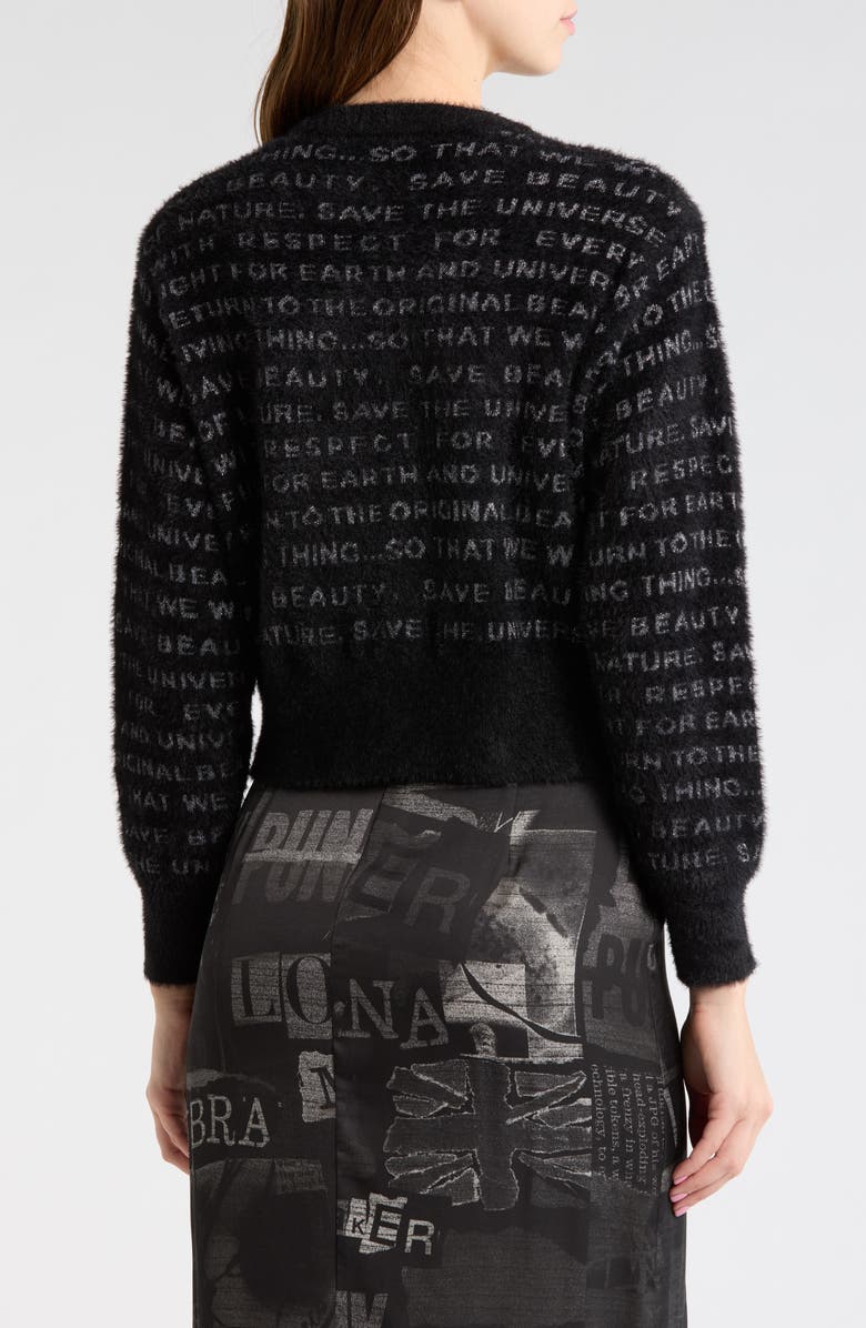 Desigual Metallic Script Jacquard Sweater, Alternate, color, Black