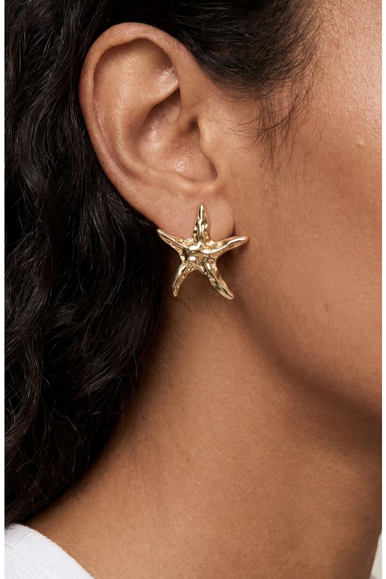 Starfish Stud Earrings, Alternate, color, GOLD