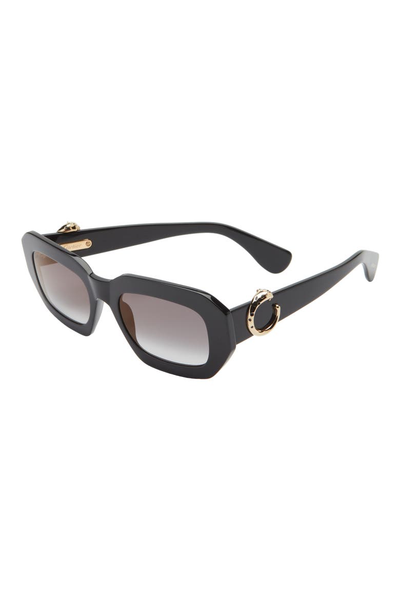 52mm Square Sunglasses, Alternate, color, BLACK