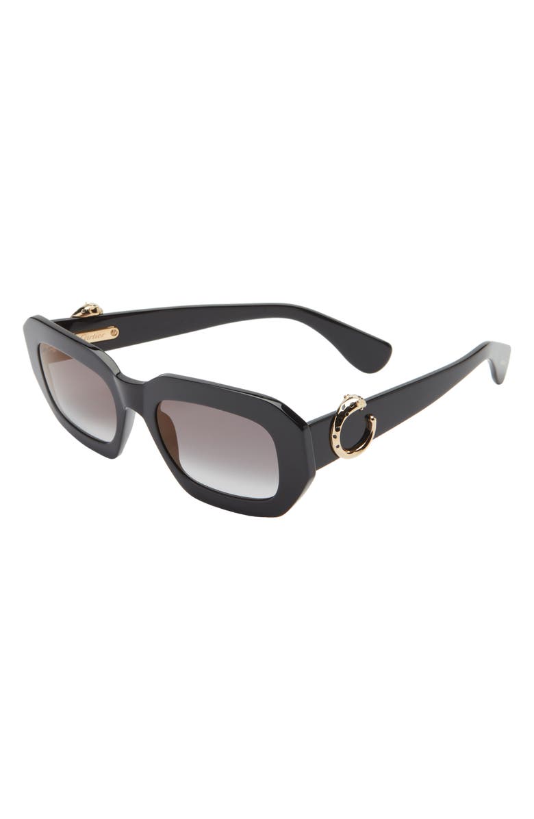 Cartier 52mm Square Sunglasses, Alternate, color, Black