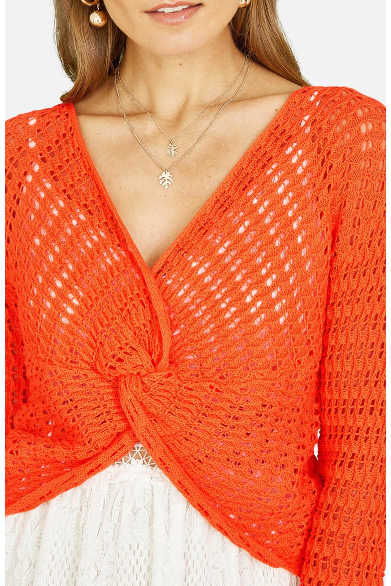 Crochet Cotton Twisted Bolero Cardigan, Alternate, color, Orange