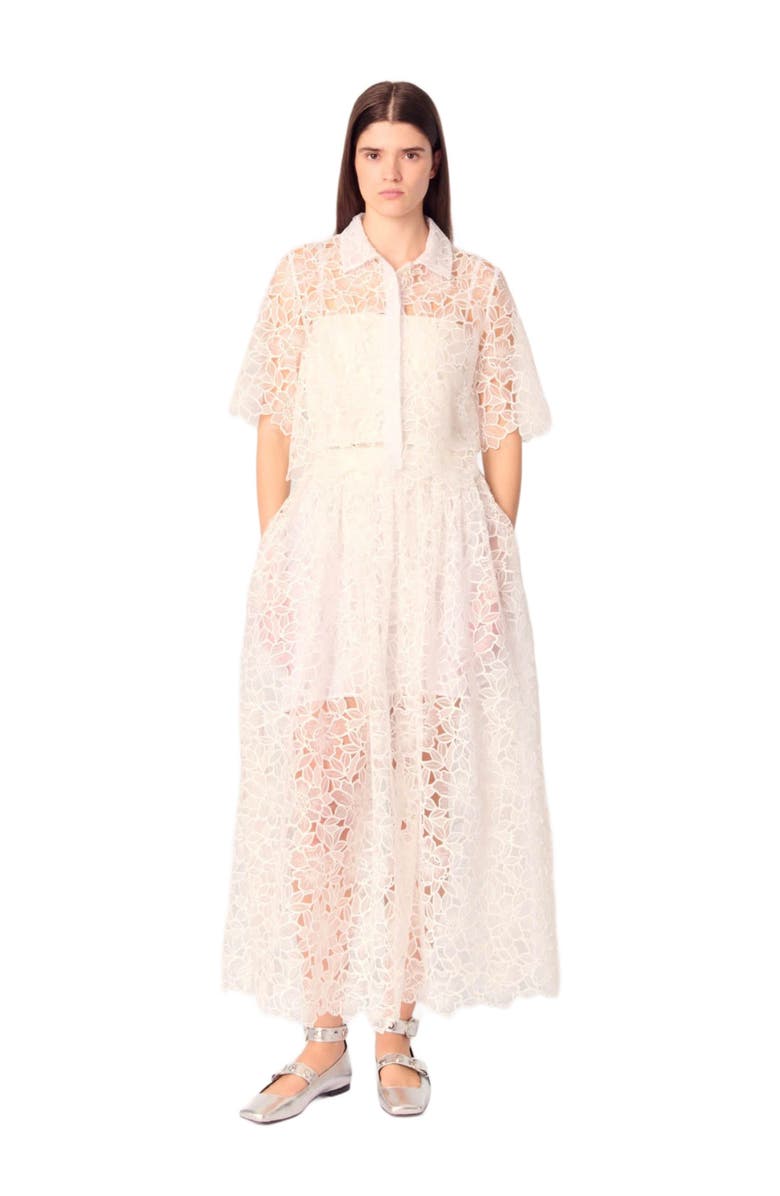 maje Cropped floral lace blouse, Alternate, color, 