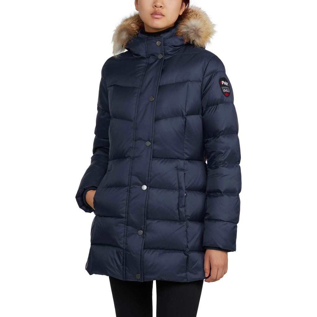 Pajar Roxy Quilted Puffer with Detachable Faux Fur Trim in Navy/crystal