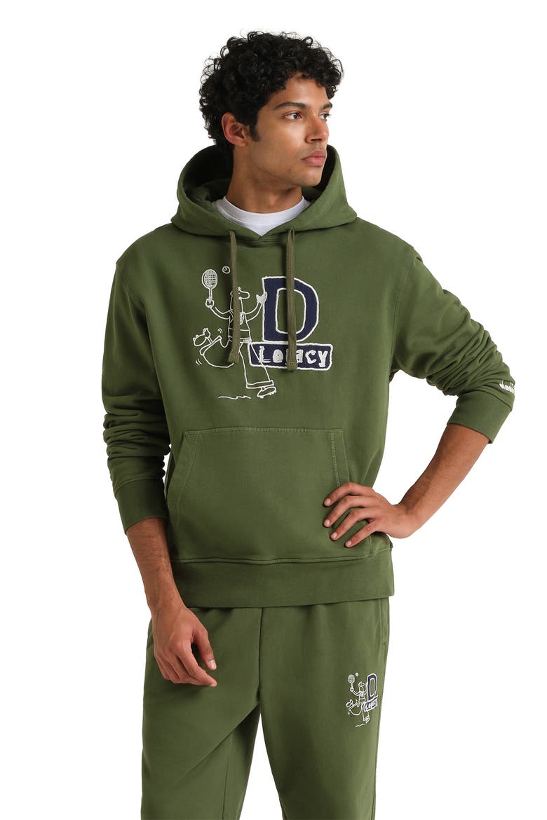 Legacy Embroidered Fleece Hoodie, Alternate, color, GREEN BOTANIC
