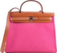 Pre-Owned Hermes Herbag Zip Leather and Toile 31