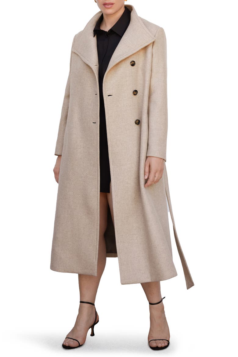 Longline Wool Blend Coat, Alternate, color, MEDIUM BROWN