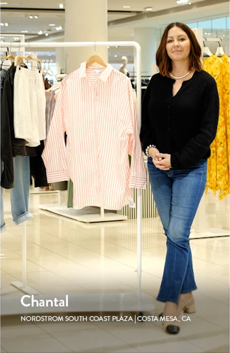 Oversize Stripe Cotton Button-Up Shirt, sales video thumbnail