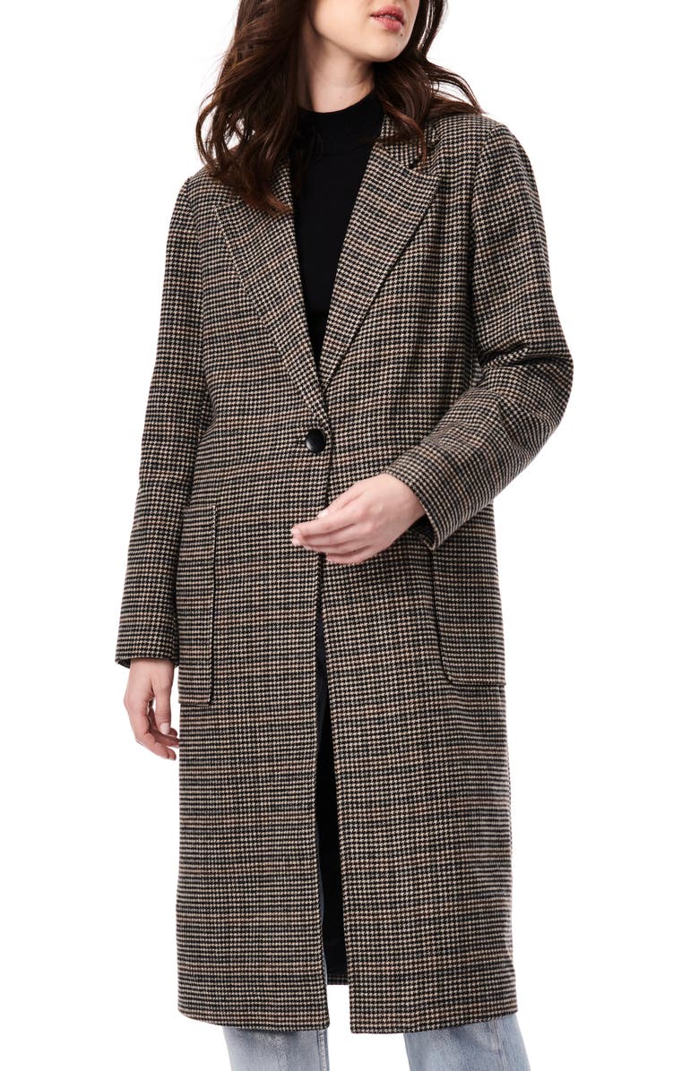 Bernardo Microhoundstooth Wool Duster Coat, Main, color, 