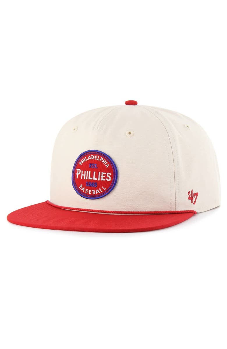 '47 Men's '47 Natural Philadelphia Phillies Payson Captain Snapback Hat, Main, color, Natural