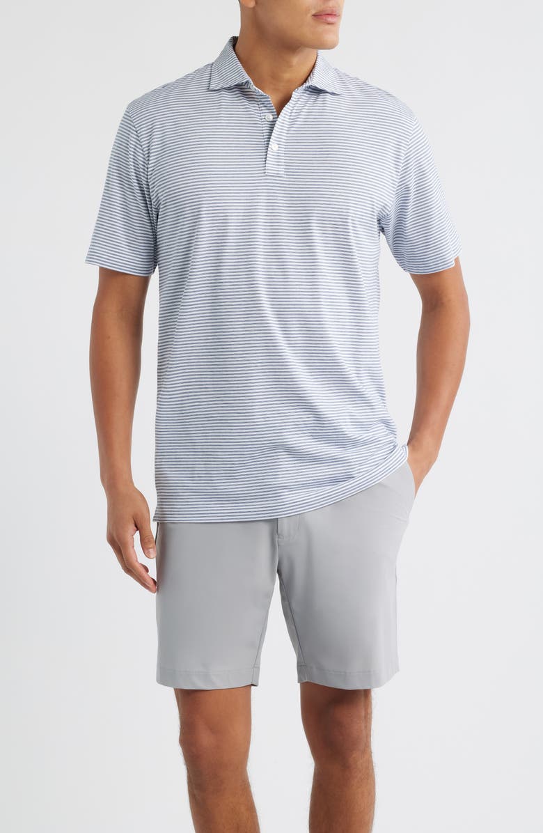 Peter Millar Collins Stripe Pima Cotton Polo, Main, color, Atlantic Blue