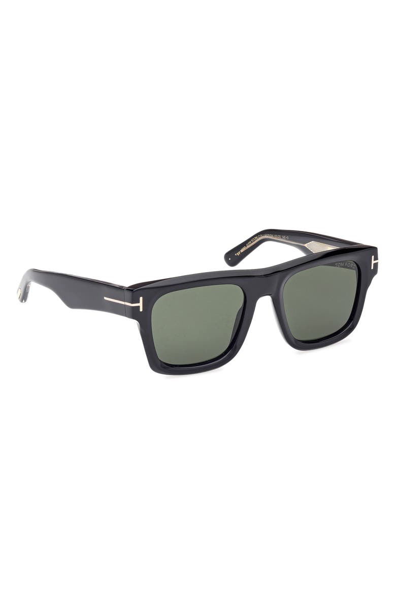 TOM FORD Icon 53mm Square Sunglasses, Alternate, color, Shiny Black / Green