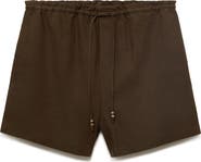MANGO Drawstring Waist Line Blend Shorts
