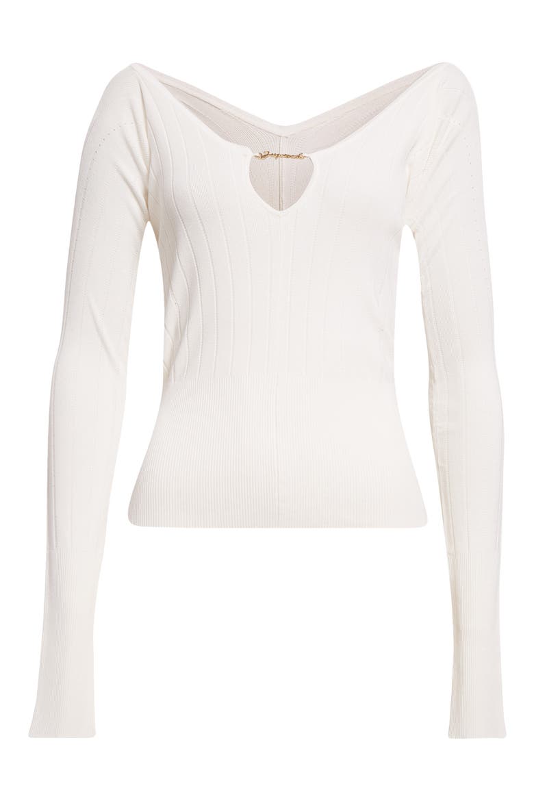 Le Haut Pralu Scallop Neck Rib Top, Alternate, color, OFF-WHITE