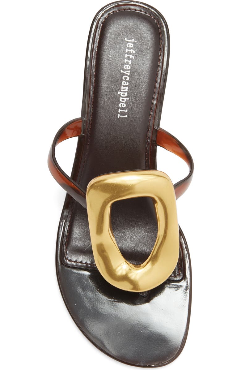 Jeffrey Campbell Linq Up Slide Sandal, Alternate, color, Brown Shiny Gold