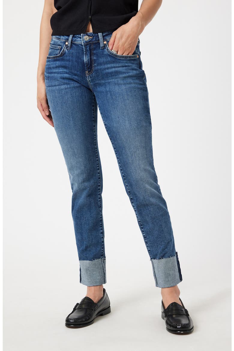 Emma Mid Rise Slim Boyfriend Jeans, Main, color, MID USED FLEX BLUE