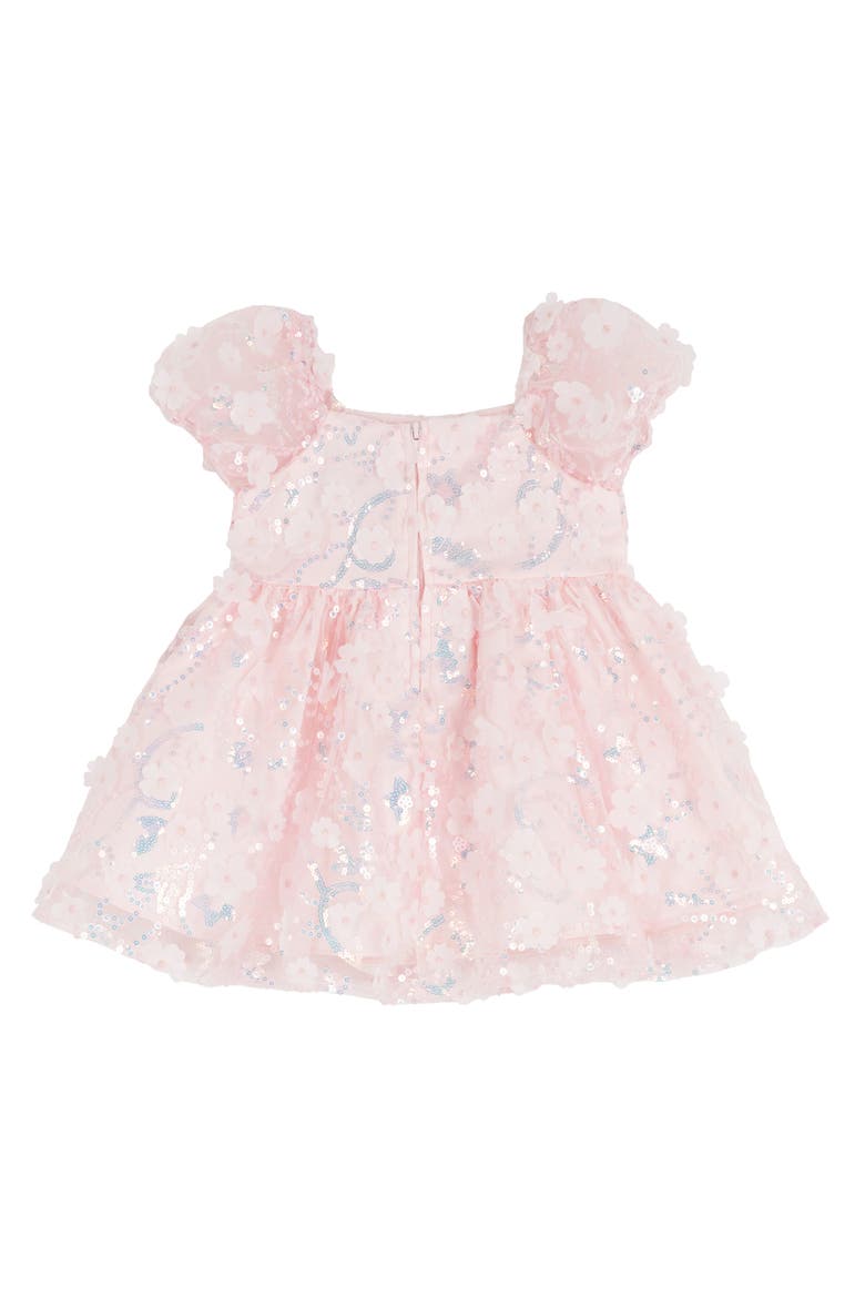 3D Sequin Mesh Dress & Bloomers, Alternate, color, PINK