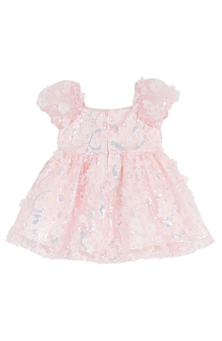 Rare Editions 3D Sequin Mesh Dress & Bloomers, Alternate, color, Pink