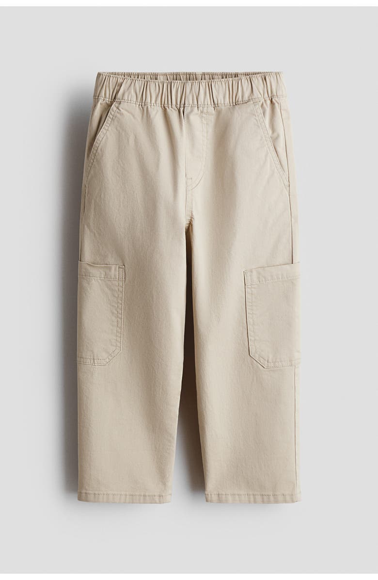 H&M Cotton Twill Cargo Joggers, Main, color, Beige