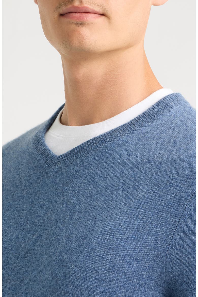 Cashmere V-Neck Sweater, Alternate, color, BLUE MOONLIGHT HEATHER