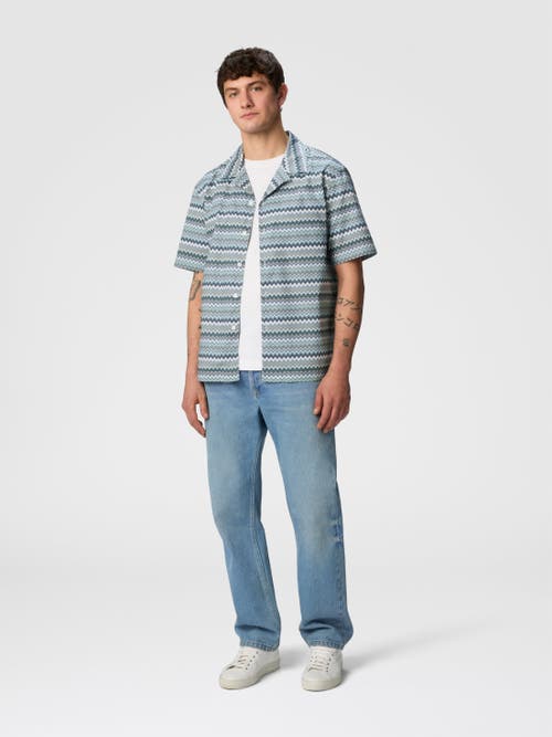Missoni Zig Zag Cotton Poplin Bowling Shirt With Breast Pocket In Green