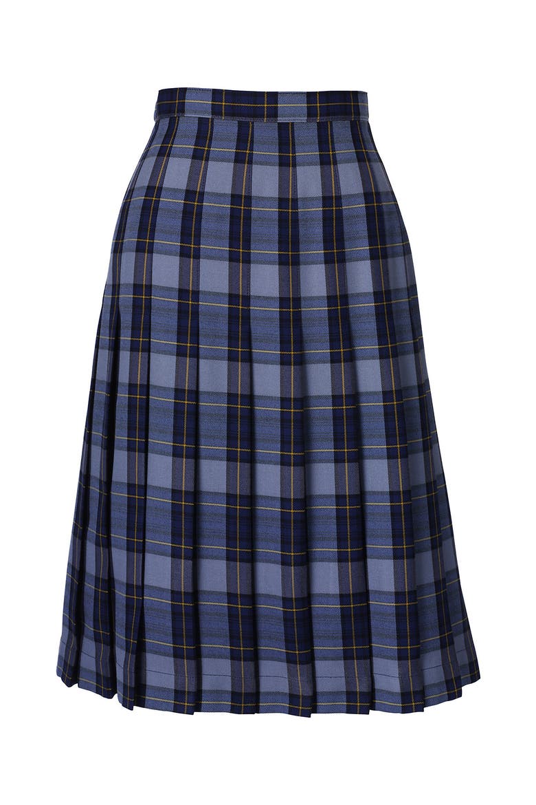 School Uniform  Plaid Pleated Skirt Below the Knee, Alternate, color, Classic Navy Plaid