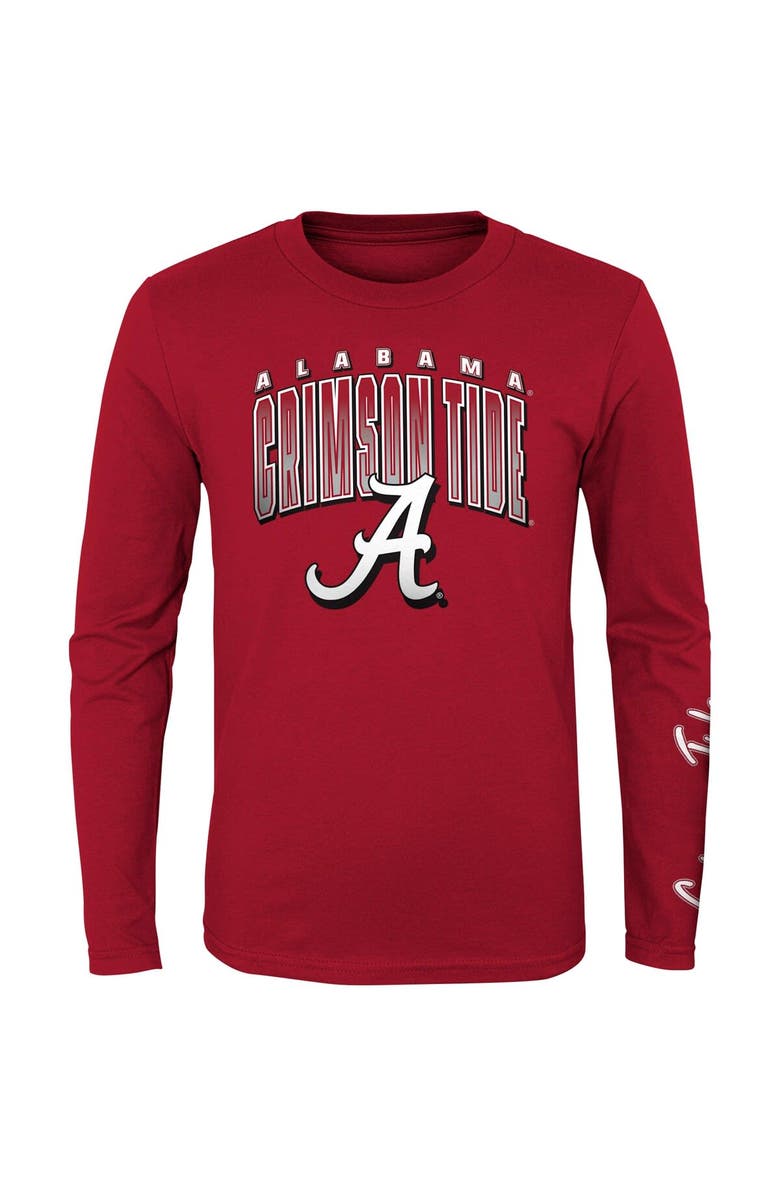 Outerstuff Preschool Crimson/Heather Gray Alabama Crimson Tide Fan Wave Short & Long Sleeve T-Shirt Combo Pack, Alternate, color, 