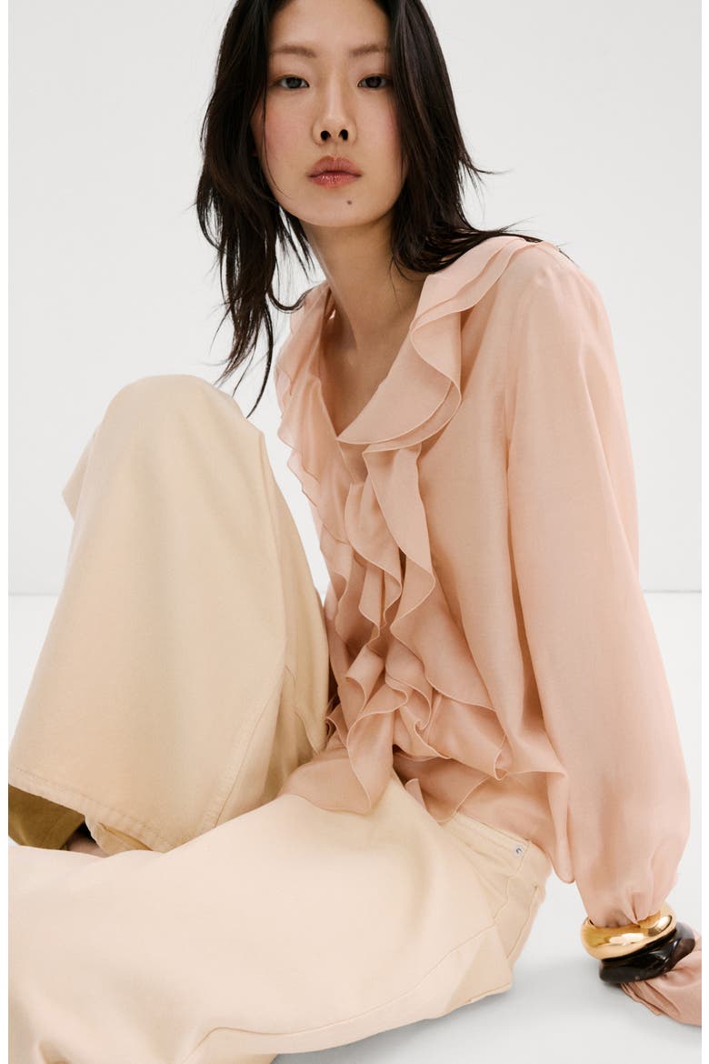 Ruffle Chiffon Top, Alternate, color, PASTEL PINK