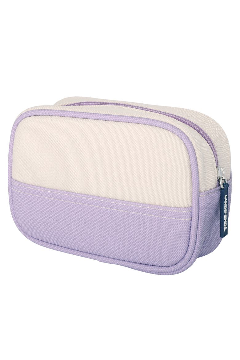 Medium Rectangular Dopp Kit for Travel, Striped Canvas Toiletry Bag with Top Zip, Main, color, Lilac