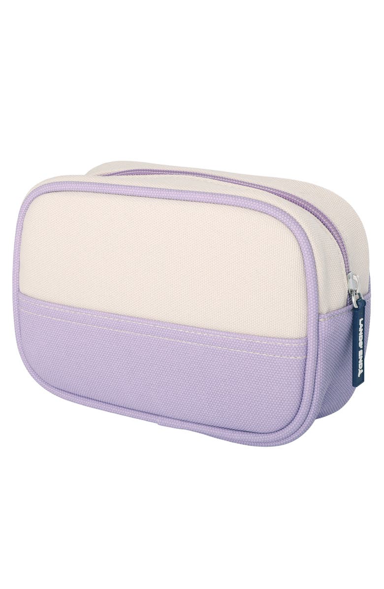 Lands' End Medium Rectangular Dopp Kit for Travel, Striped Canvas Toiletry Bag with Top Zip, Main, color, Lilac