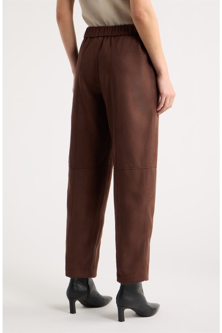 Paneled Barrel Leg Faux Suede Pants, Alternate, color, CHOCOLATE