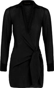 ViX Paula Hermanny Lia Long Sleeve Wrap Cover-Up Minidress