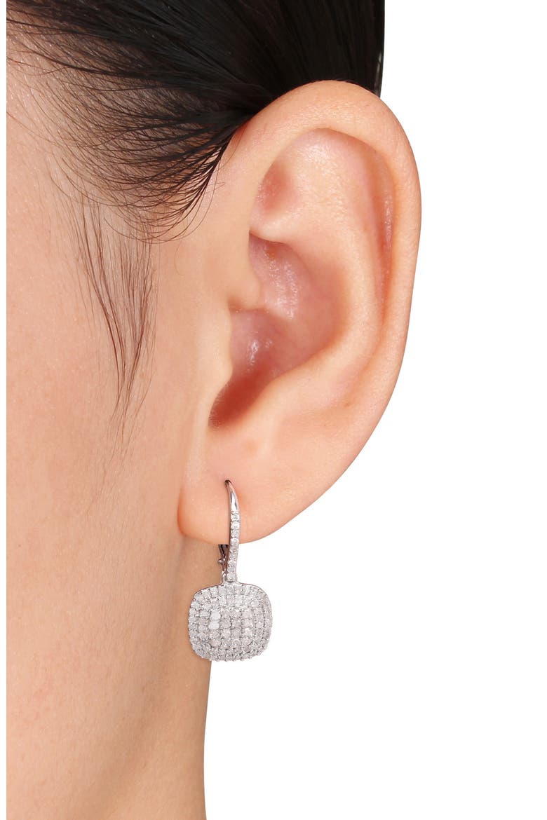 Diamond Double Halo Drop Earrings - 0.97ct., Alternate, color, WHITE