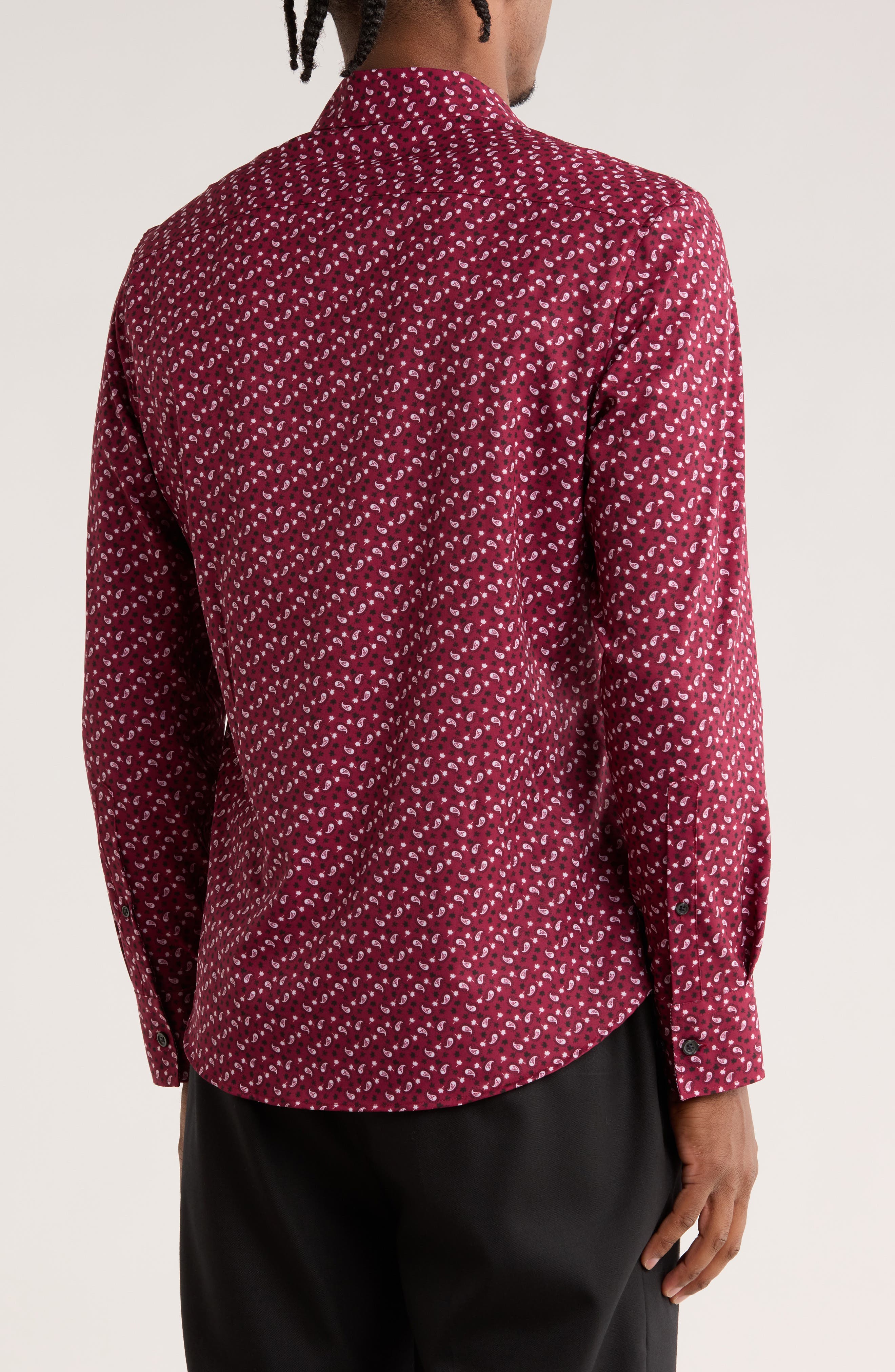Paisley Print Slim Fit Stretch Button-Up Shirt - image 2