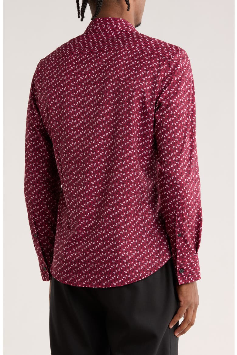 Paisley Print Slim Fit Stretch Button-Up Shirt, Alternate, color, RED/ BLACK