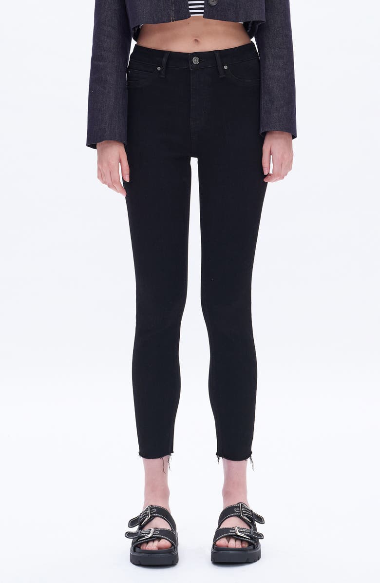 Bayeas High Waist Raw Hem Skinny Jeans, Main, color, 