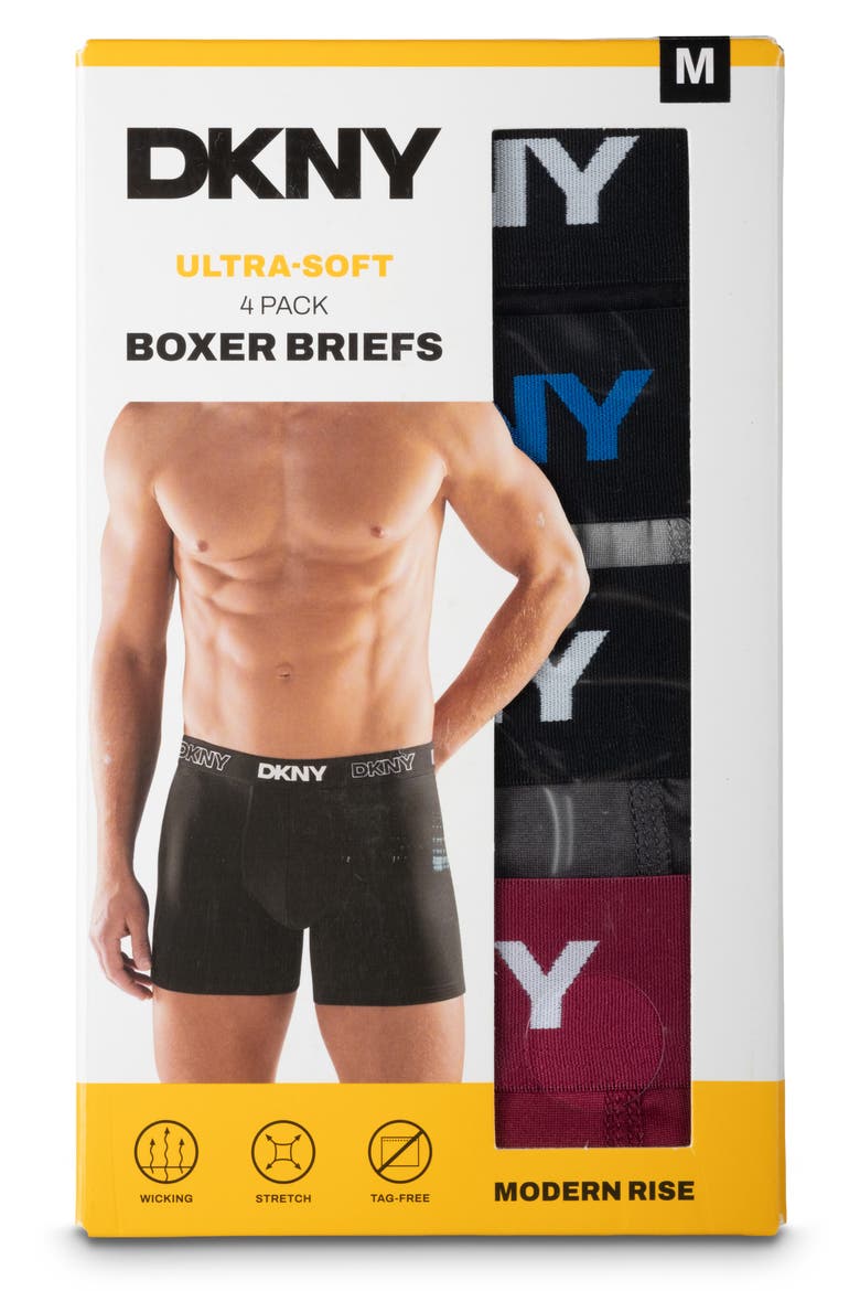 Ultra-Soft Pack of 4 Boxer Briefs, Alternate, color, BLACK/ GREY/ JET/ BEAUJOLAIS