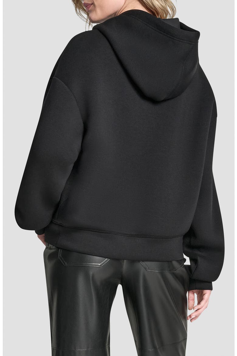 Embossed Logo Scuba Knit Hoodie, Alternate, color, BLACK