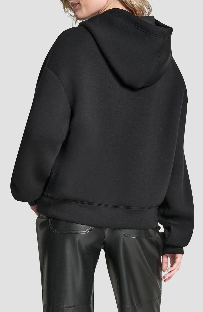 DKNY Embossed Logo Scuba Knit Hoodie, Alternate, color, Black