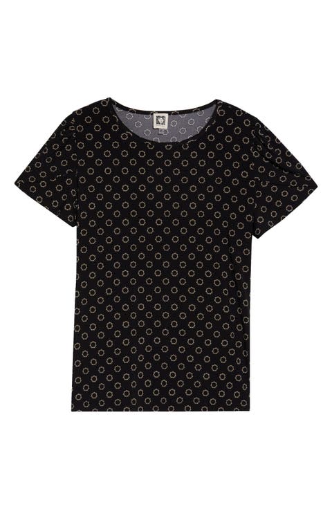 Circle Print Tulip Sleeve Top (Plus)