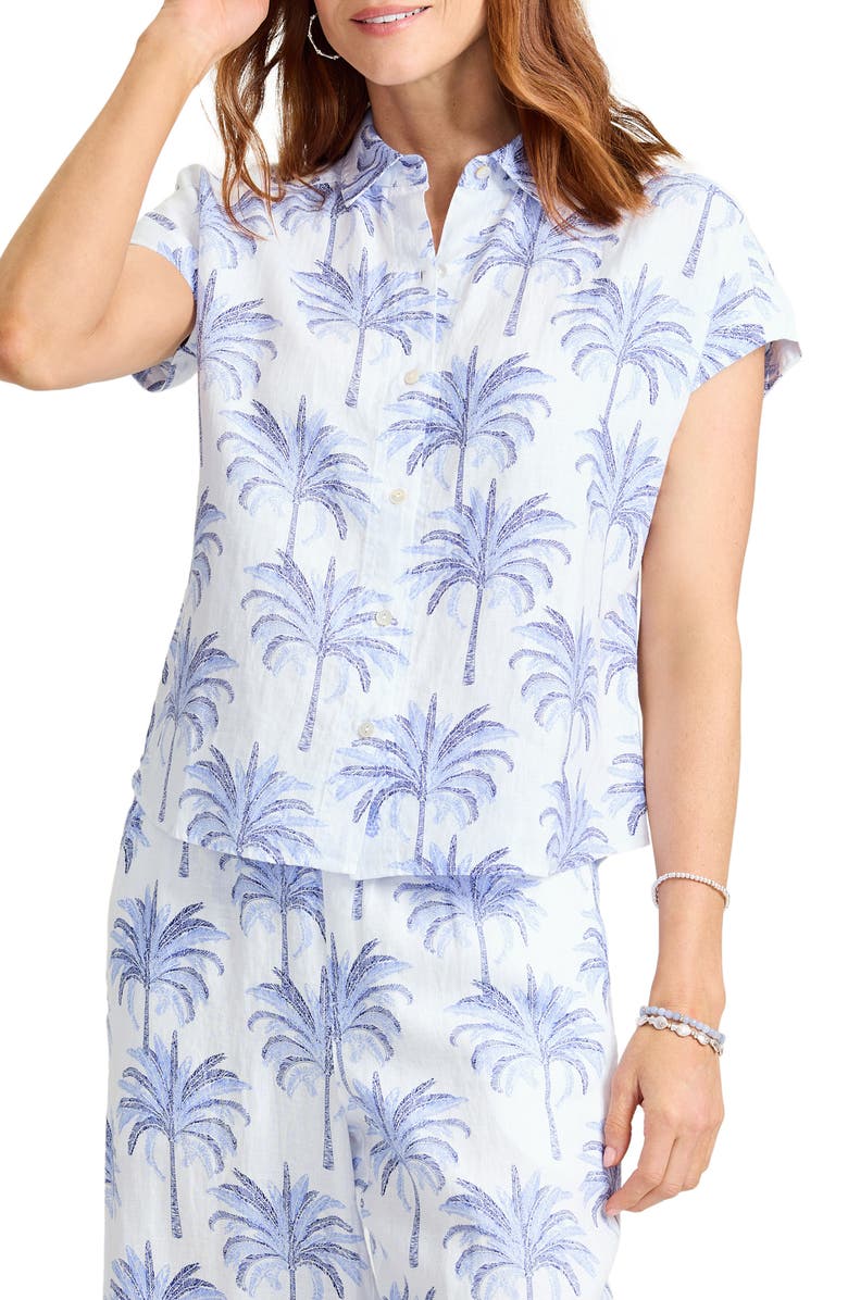 Tommy Bahama Palm Banks Short Sleeve Linen Shirt, Main, color, Sanibel Blue