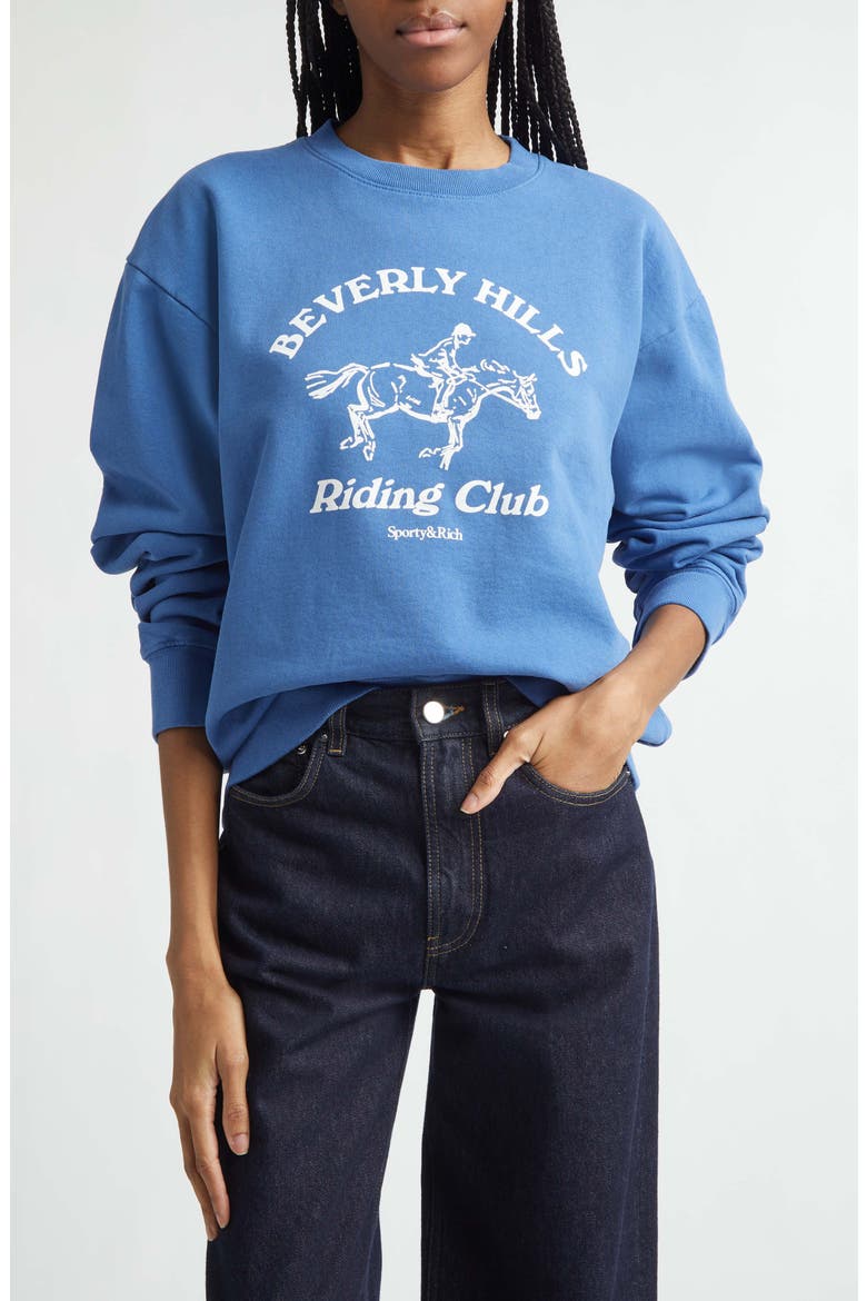 Beverly Hills Riding Club Graphic Sweatshirt, Main, color, PIER BLUE