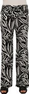 24seven Comfort Apparel Womens Essential Abstract Print Foldover Waist Wide Leg Pants