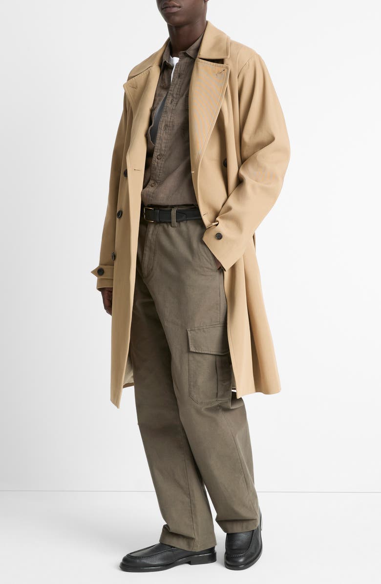 Vince Double Breasted Trench Coat, Alternate, color, Light Beachwood