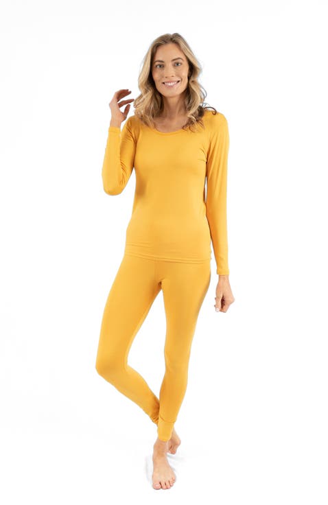 Women's Solid Thermal Pajama Set