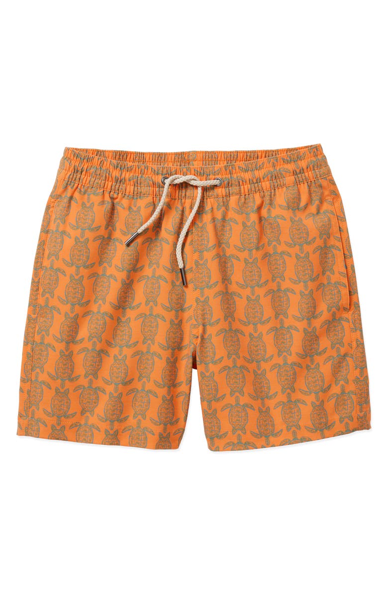 Fair Harbor Kids' Bayberry Wave Print Water Repellent Swim Trunks, Main, color, Orange Turtles