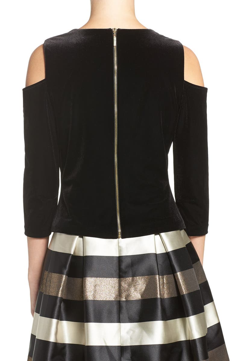 Eliza J Cold Shoulder Velvet Top, Alternate, color,
