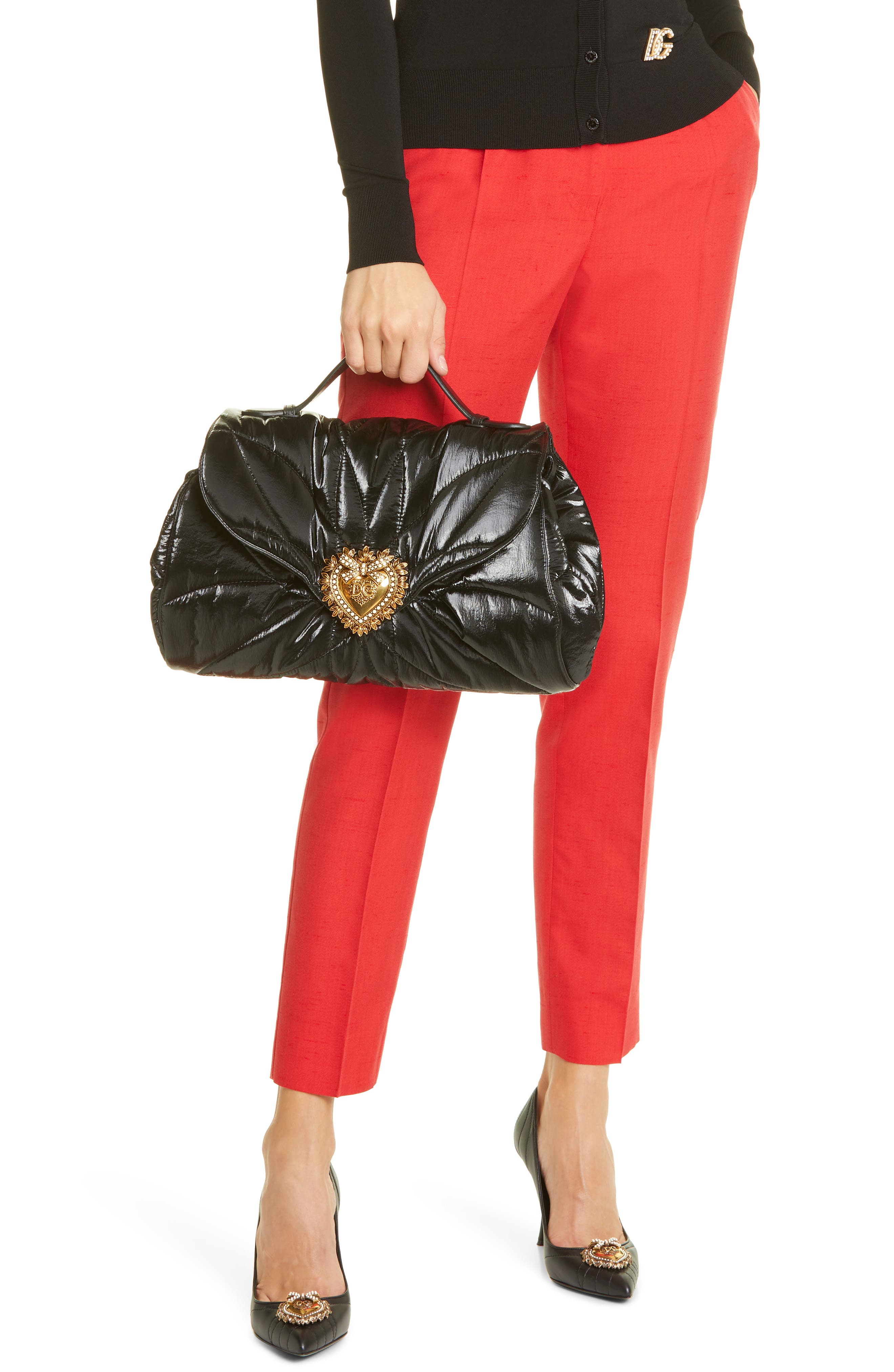 Dolce&Gabbana Devotion Quilted Shoulder Bag, Alternate, color, 